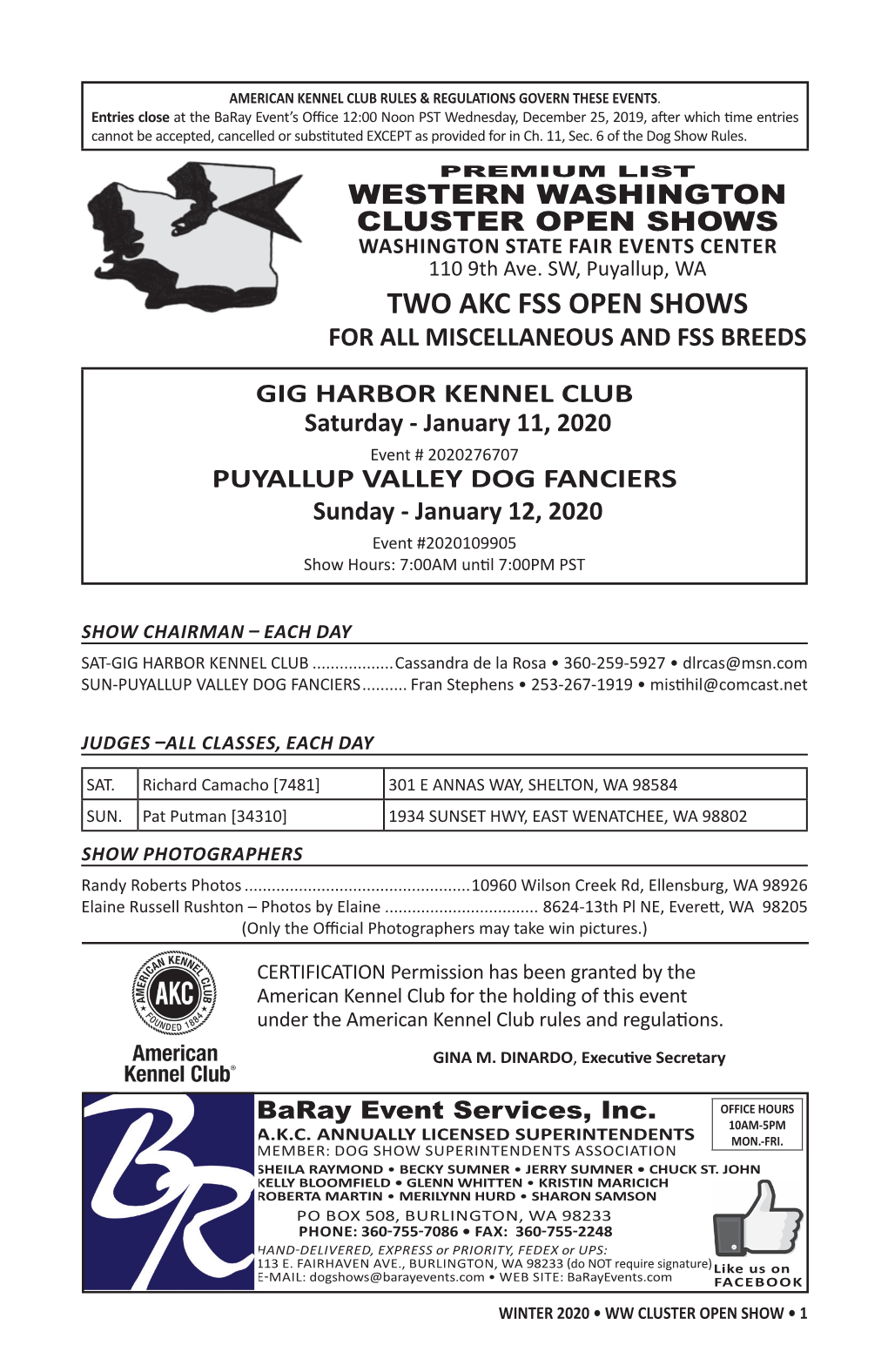 Two Akc Fss Open Shows for All Miscellaneous and Fss Breeds