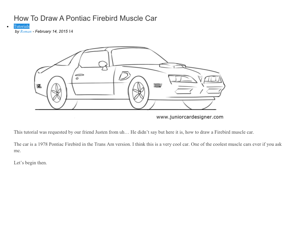 How to Draw a Pontiac Firebird Muscle Car  Tutorials by Roman - February 14, 2015 14