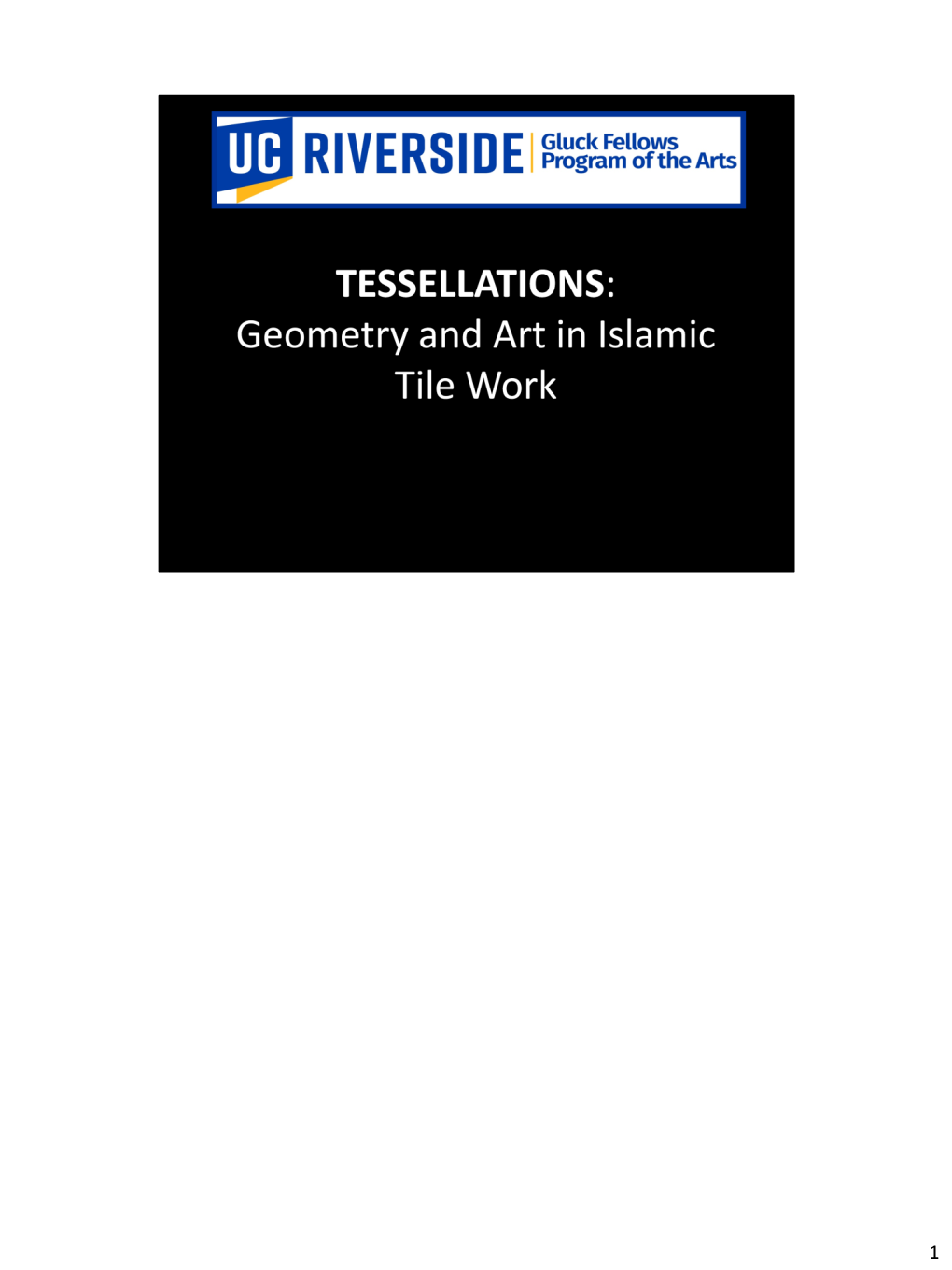 Tessellations: Geometry and Art in Islamic Tile Work
