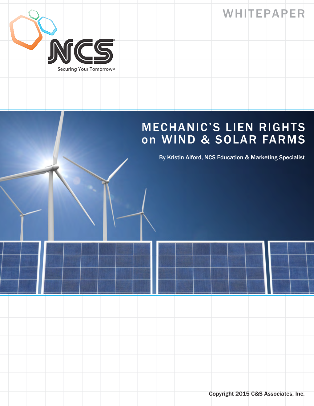 WHITEPAPER MECHANIC's LIEN RIGHTS on WIND & SOLAR FARMS