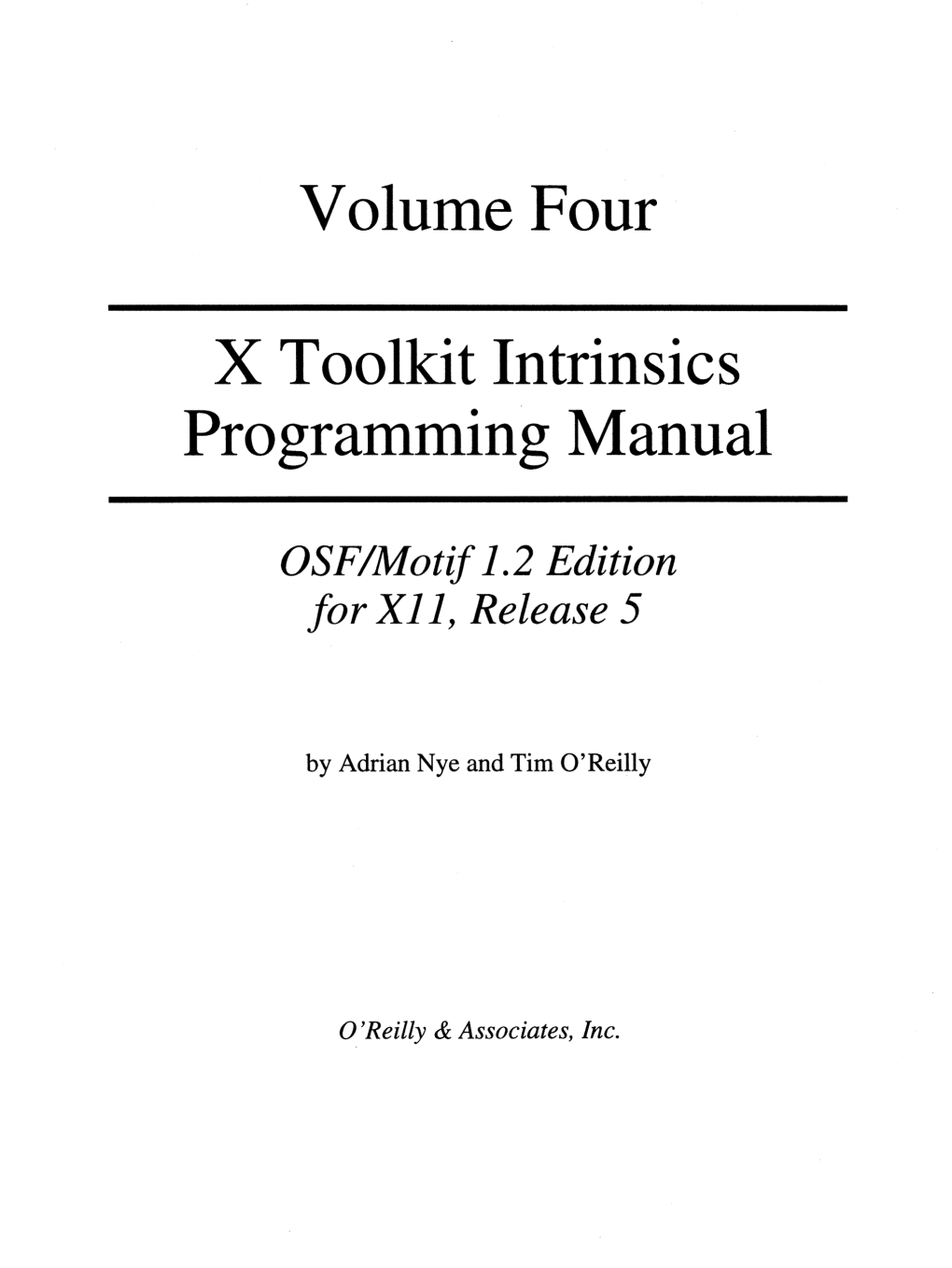 Volume Four X Toolkit Intrinsics Programming Manual