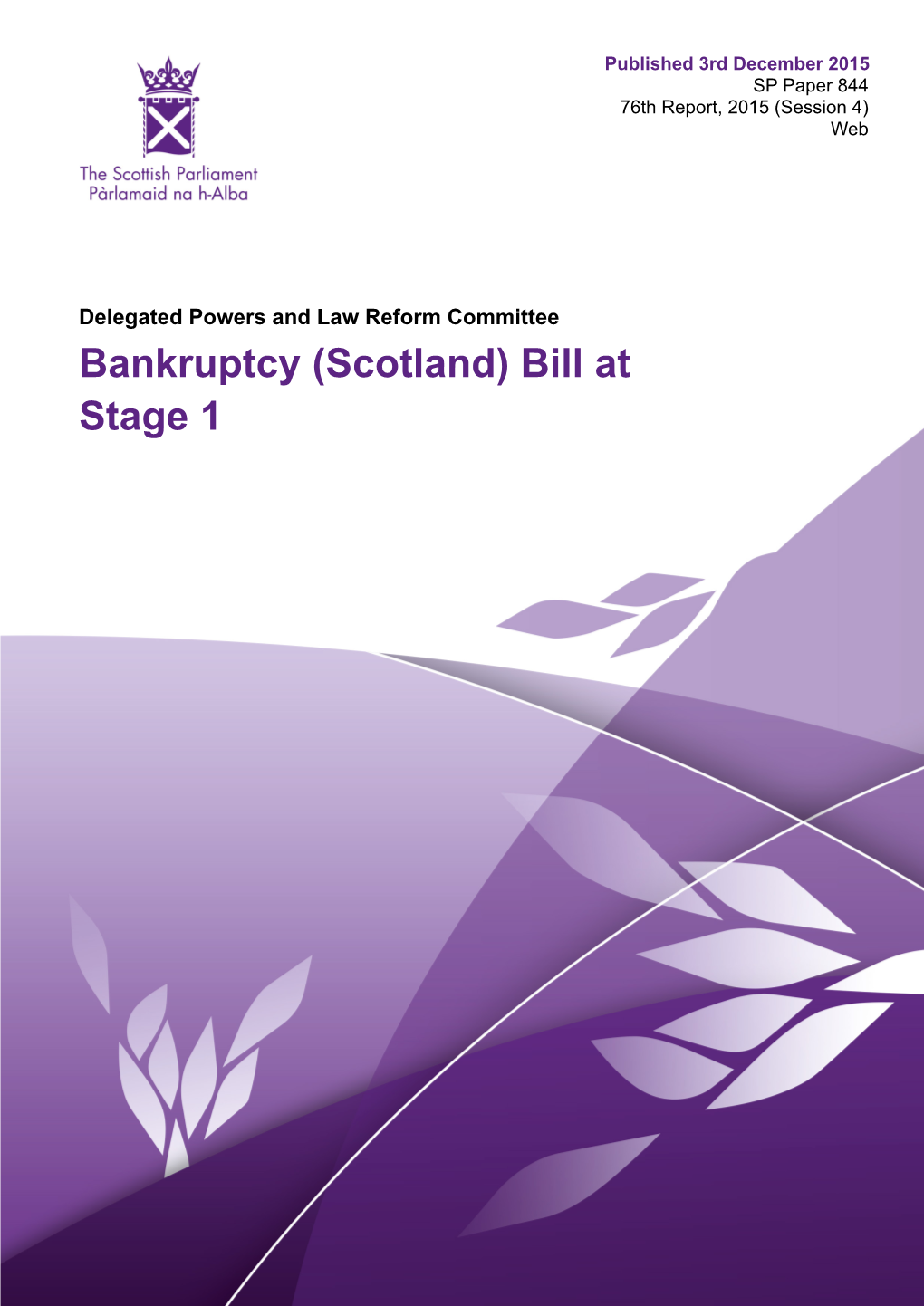 Bankruptcy (Scotland) Bill at Stage 1