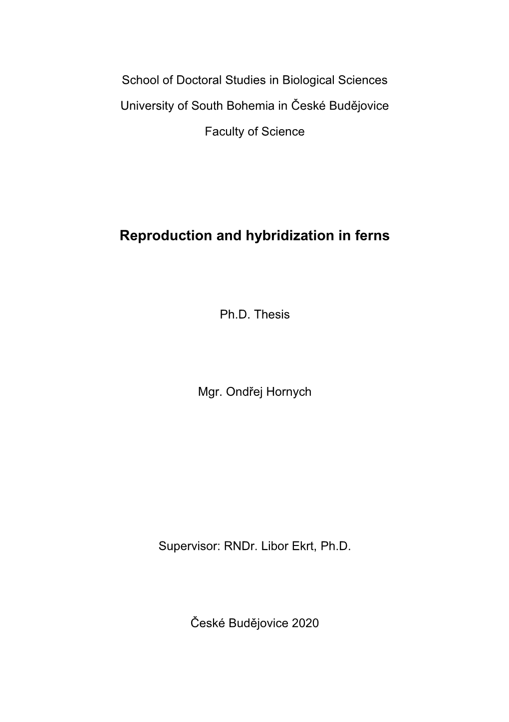 Reproduction and Hybridization in Ferns