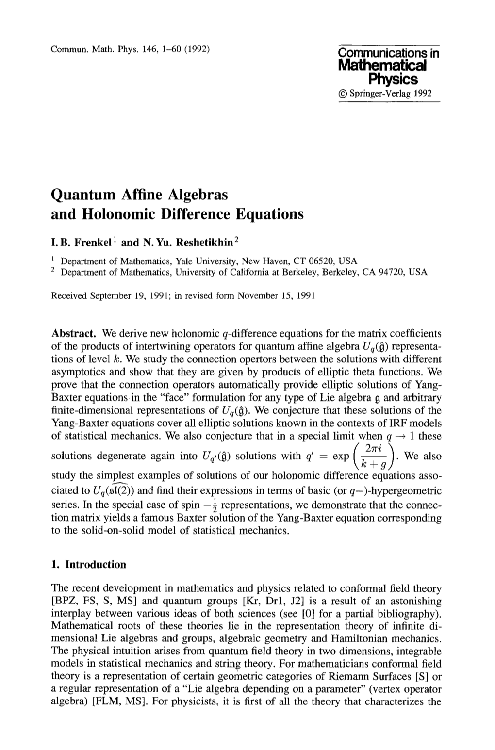 Quantum Affine Algebras and Holonomic Difference Equations