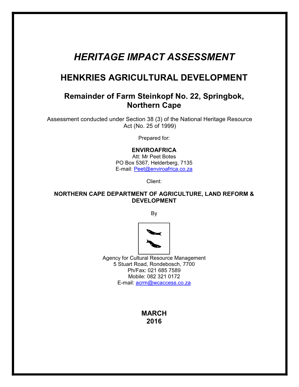 Heritage Impact Assessment Henkries