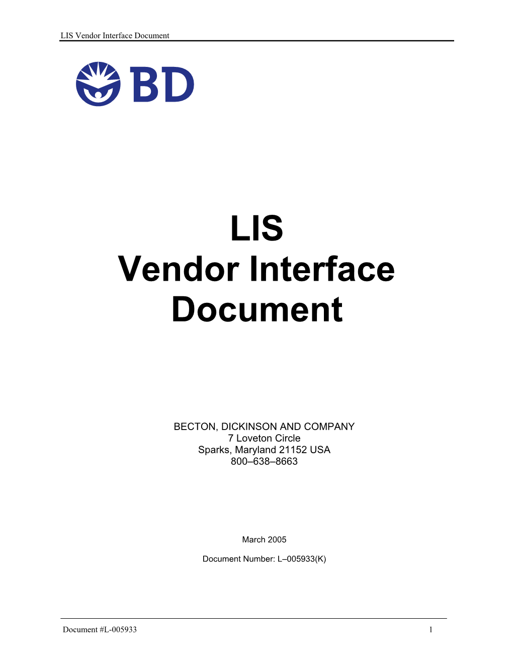 LIS Vendor Interface Document