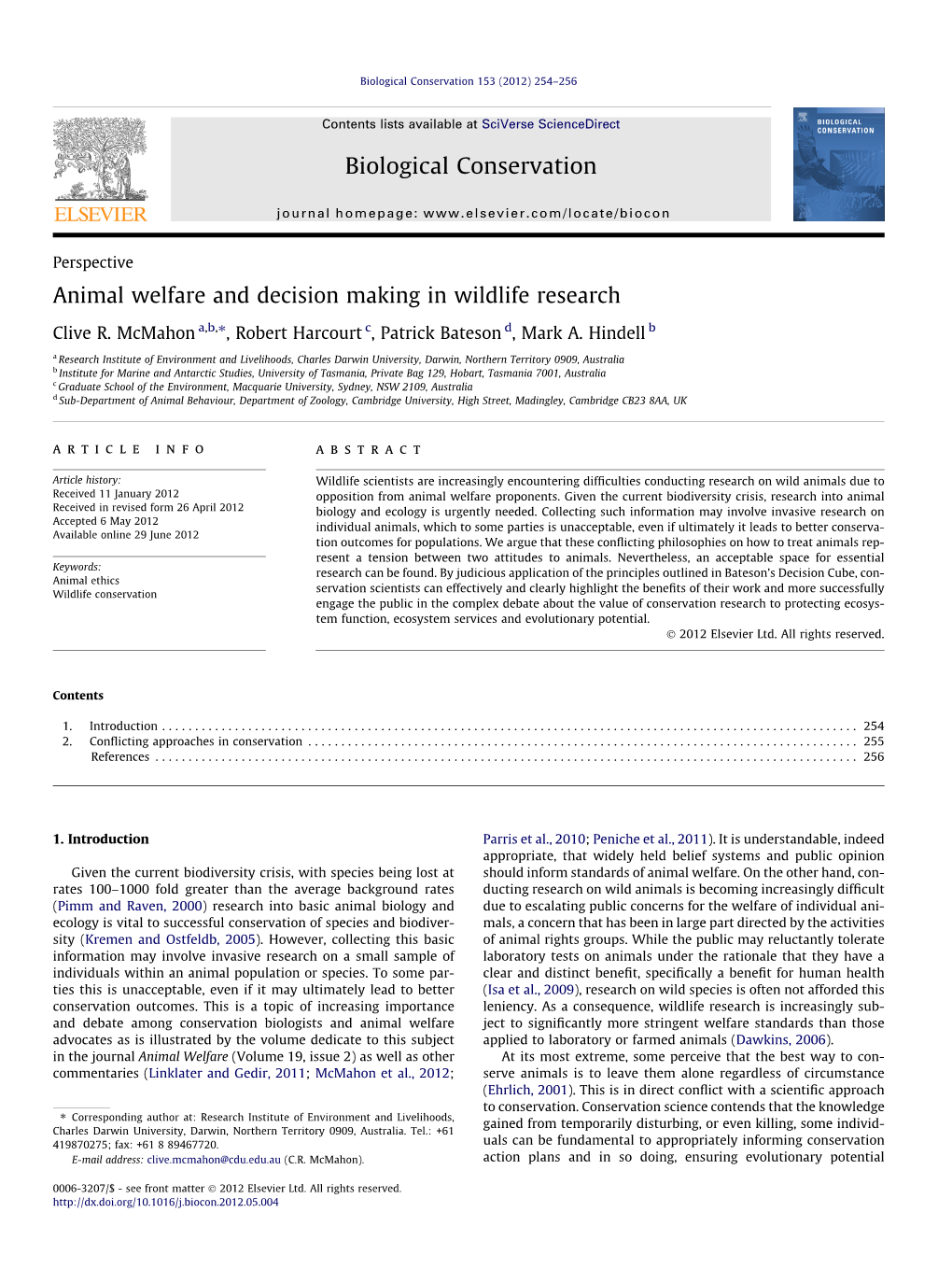 Animal Welfare and Decision Making in Wildlife Research ⇑ Clive R