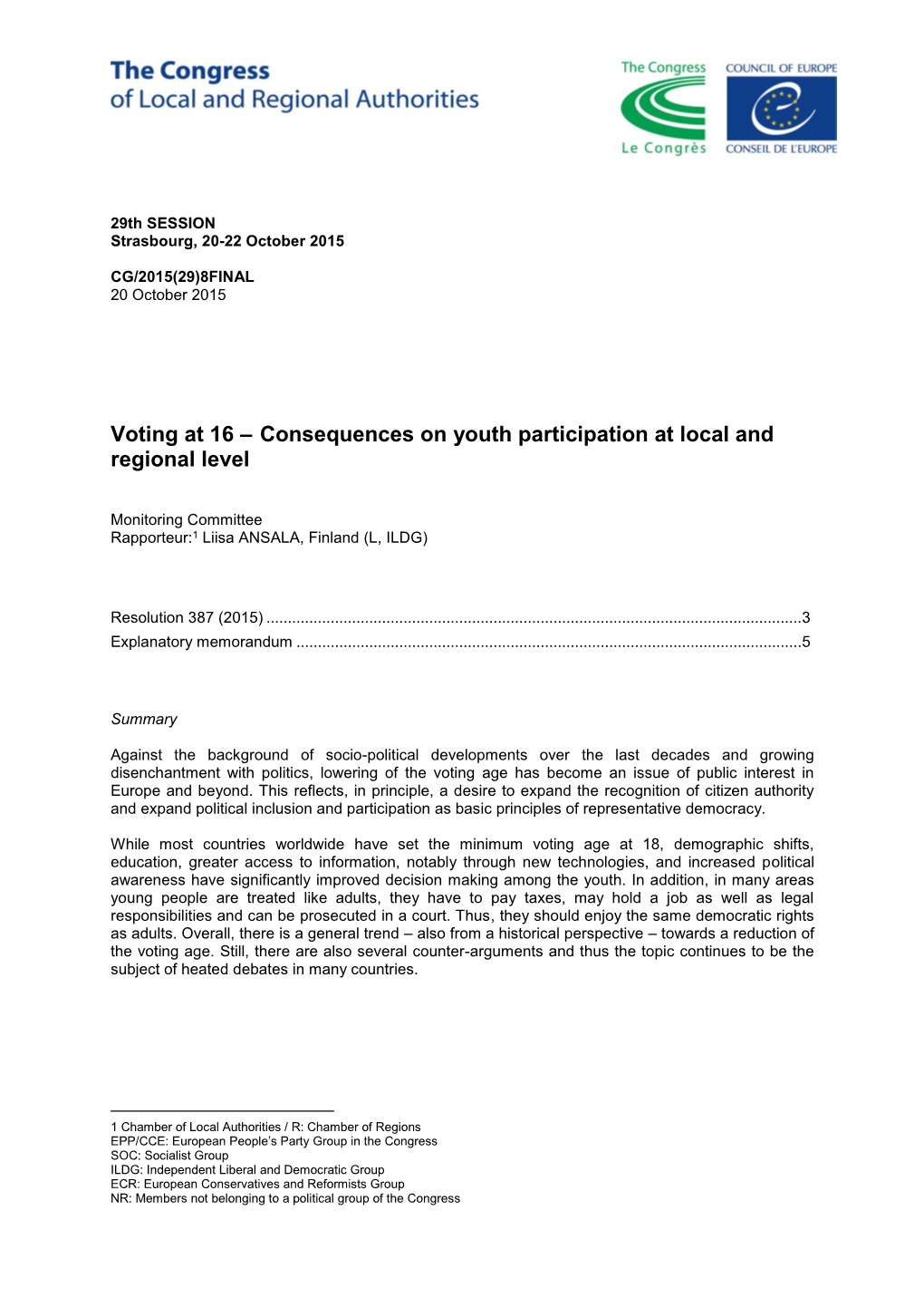 Voting at 16 – Consequences on Youth Participation at Local and Regional Level