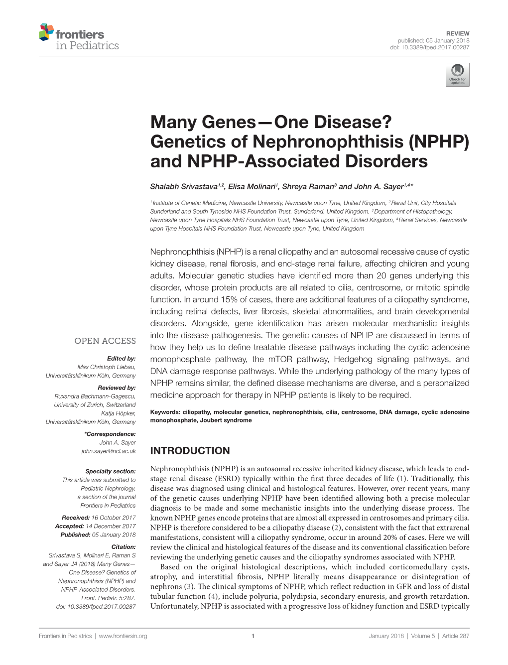 Many Genes—One Disease? Genetics of Nephronophthisis (NPHP) and NPHP-Associated Disorders