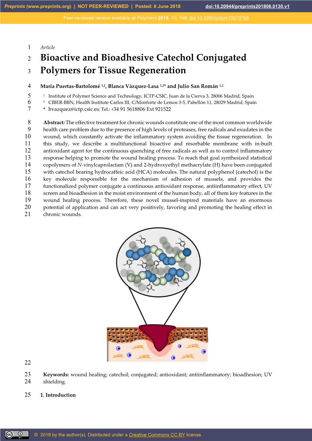 Bioactive and Bioadhesive Catechol Conjugated 3 Polymers for Tissue Regeneration