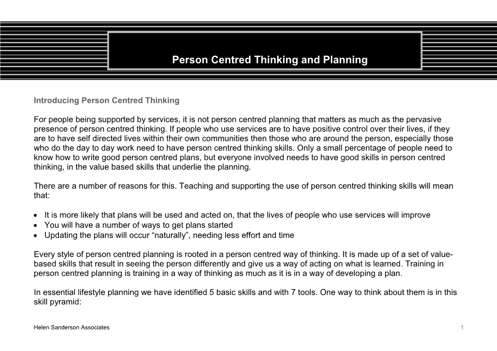 Person Centred Thinking and Planning