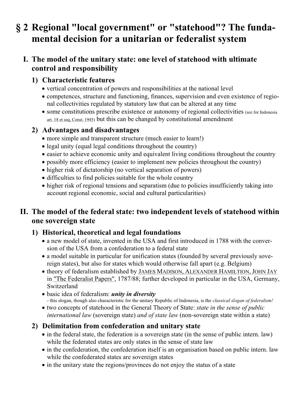 § 2 Regional "Local Government" Or "Statehood"? the Fundamental