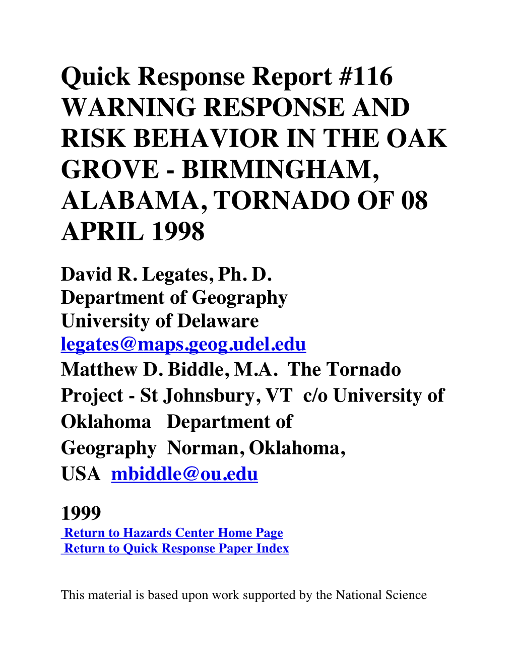 Birmingham, Alabama, Tornado of 08 April 1998