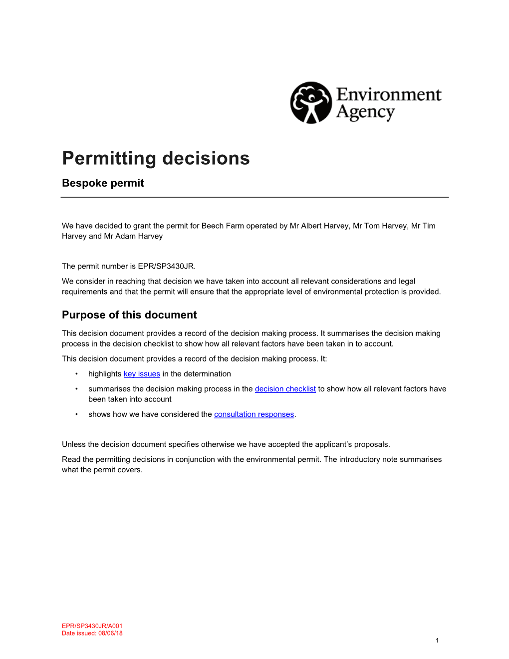 Permitting Decisions Bespoke Permit