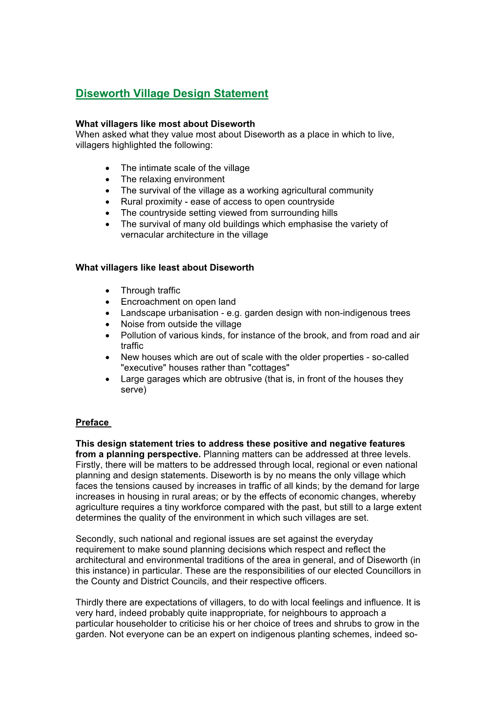 Diseworth Village Design Statement