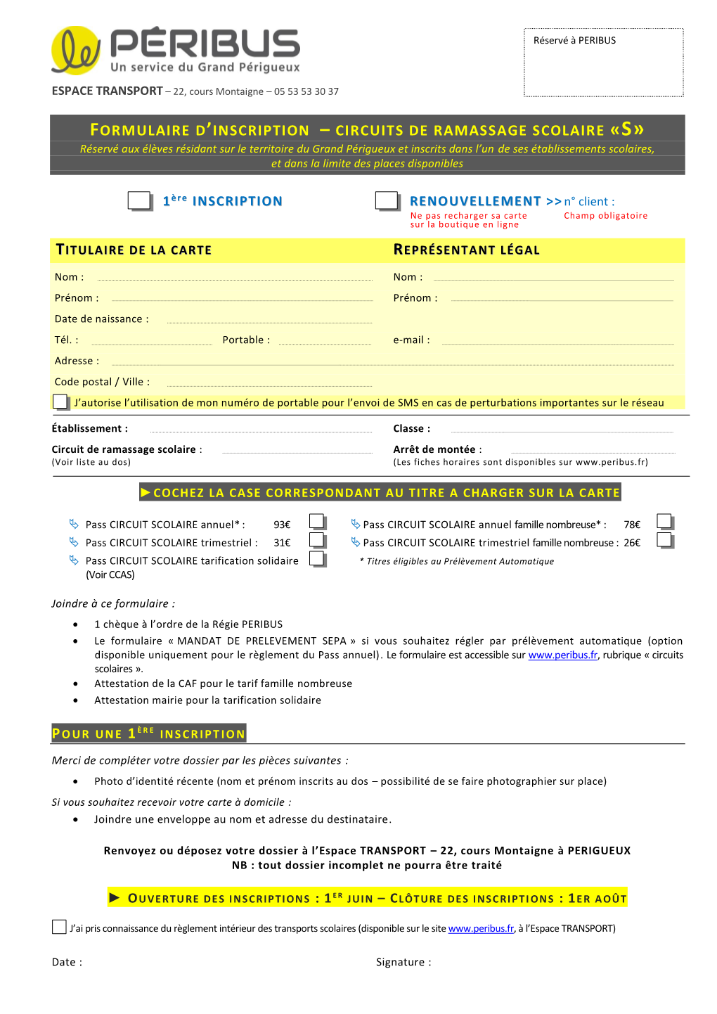 Formulaire D'inscription – Circuits De