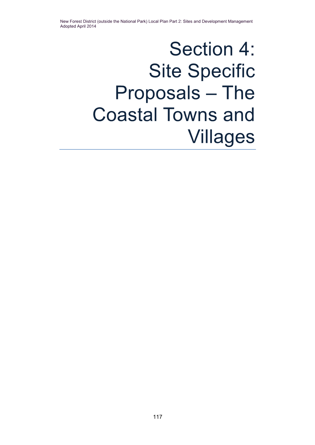 Section 4: Site Specific Proposals – the Coastal Towns and Villages