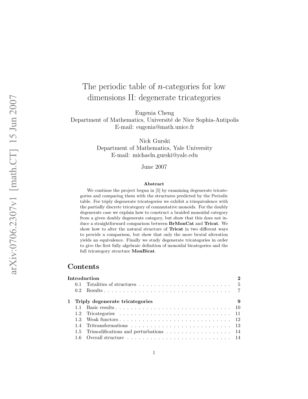 The Periodic Table of $ N $-Categories for Low Dimensions II: Degenerate