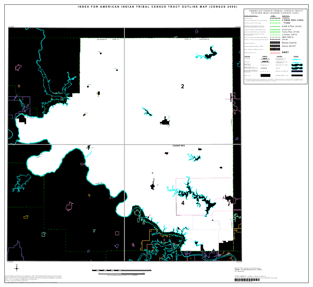 For American Indian Tribal Census Tract Outline Map (Census 2000) American Indian Tribal Census Tract Outline Map Legend (Census 2000)