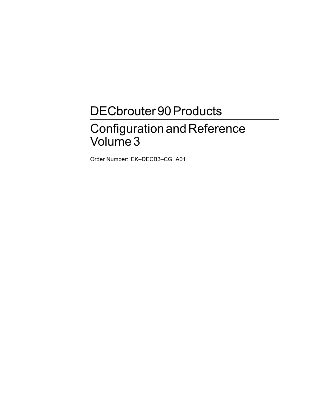 Decbrouter 90 Products Configuration and Reference
