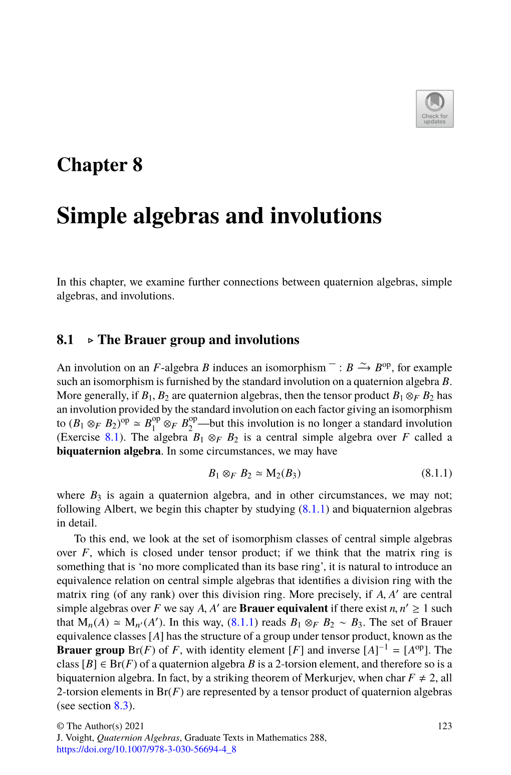 Simple Algebras and Involutions