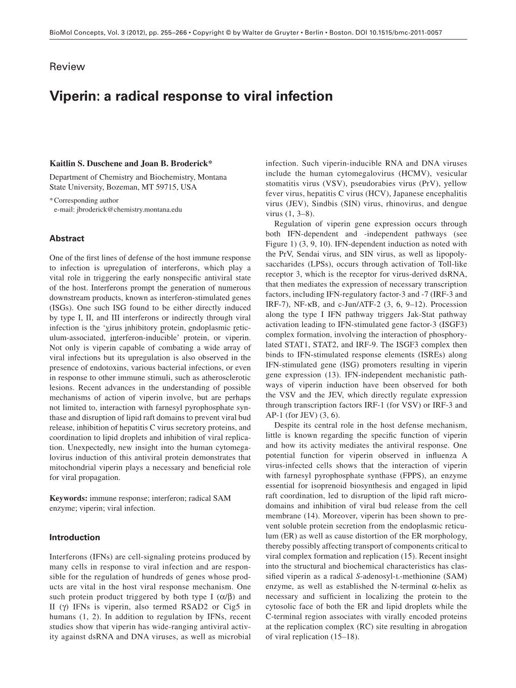 Viperin: a Radical Response to Viral Infection