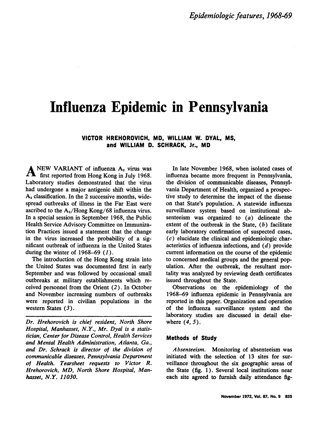 Influenza Epidemic in Pennsylvania