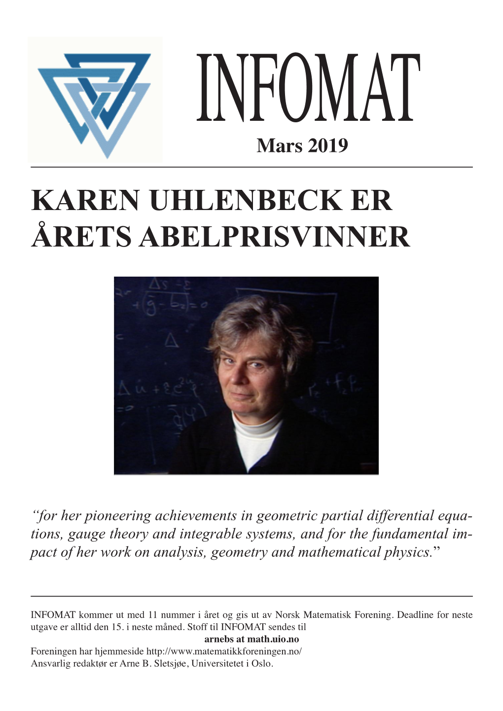 Karen Uhlenbeck Er Årets Abelprisvinner