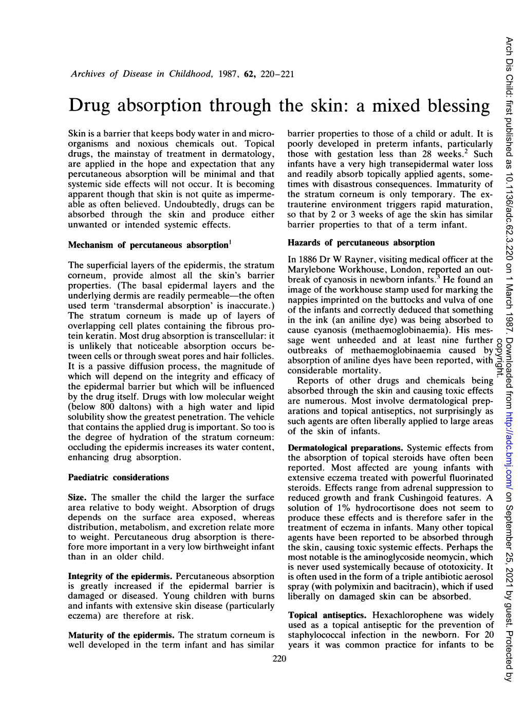 Drug Absorption Through the Skin: a Mixed Blessing