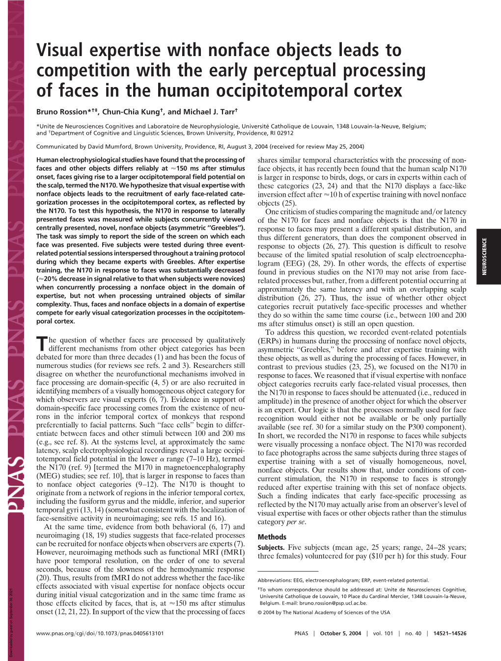 Visual Expertise with Nonface Objects Leads to Competition with the Early Perceptual Processing of Faces in the Human Occipitotemporal Cortex