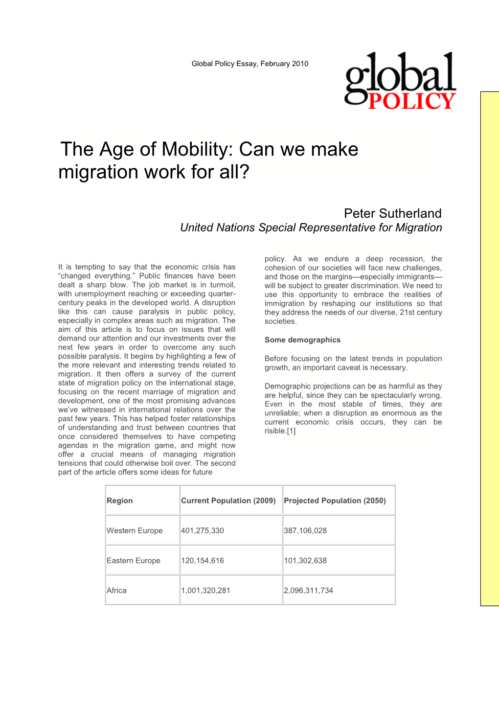 The Age of Mobility: Can We Make Migration Work for All?