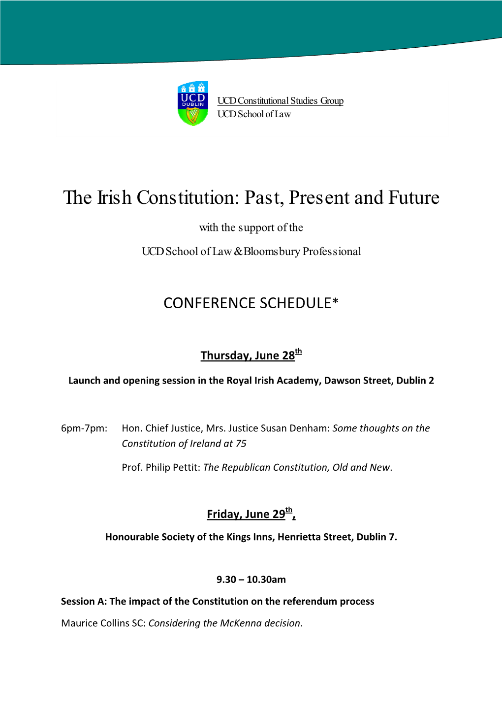 The Irish Constitution: Past, Present and Future