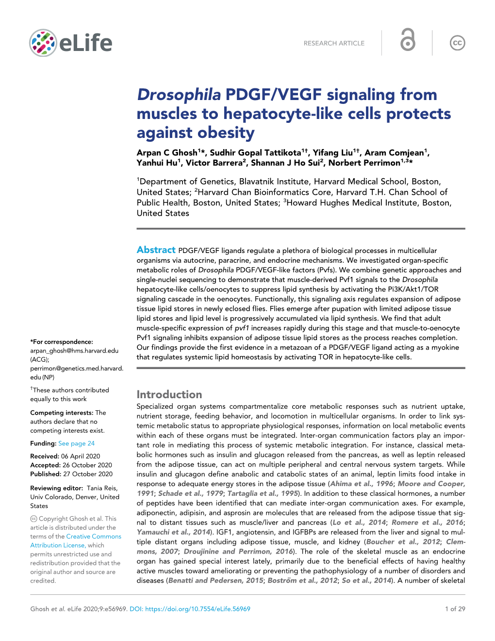 Drosophila PDGF/VEGF Signaling from Muscles to Hepatocyte-Like