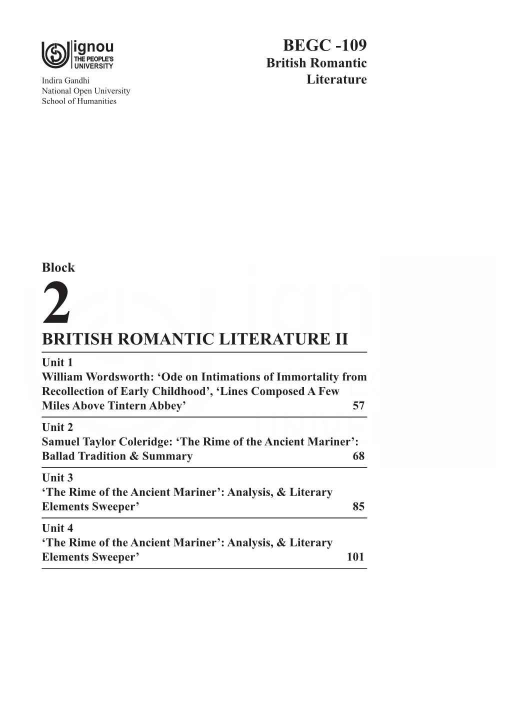 BRITISH Romantic Literature II Begc