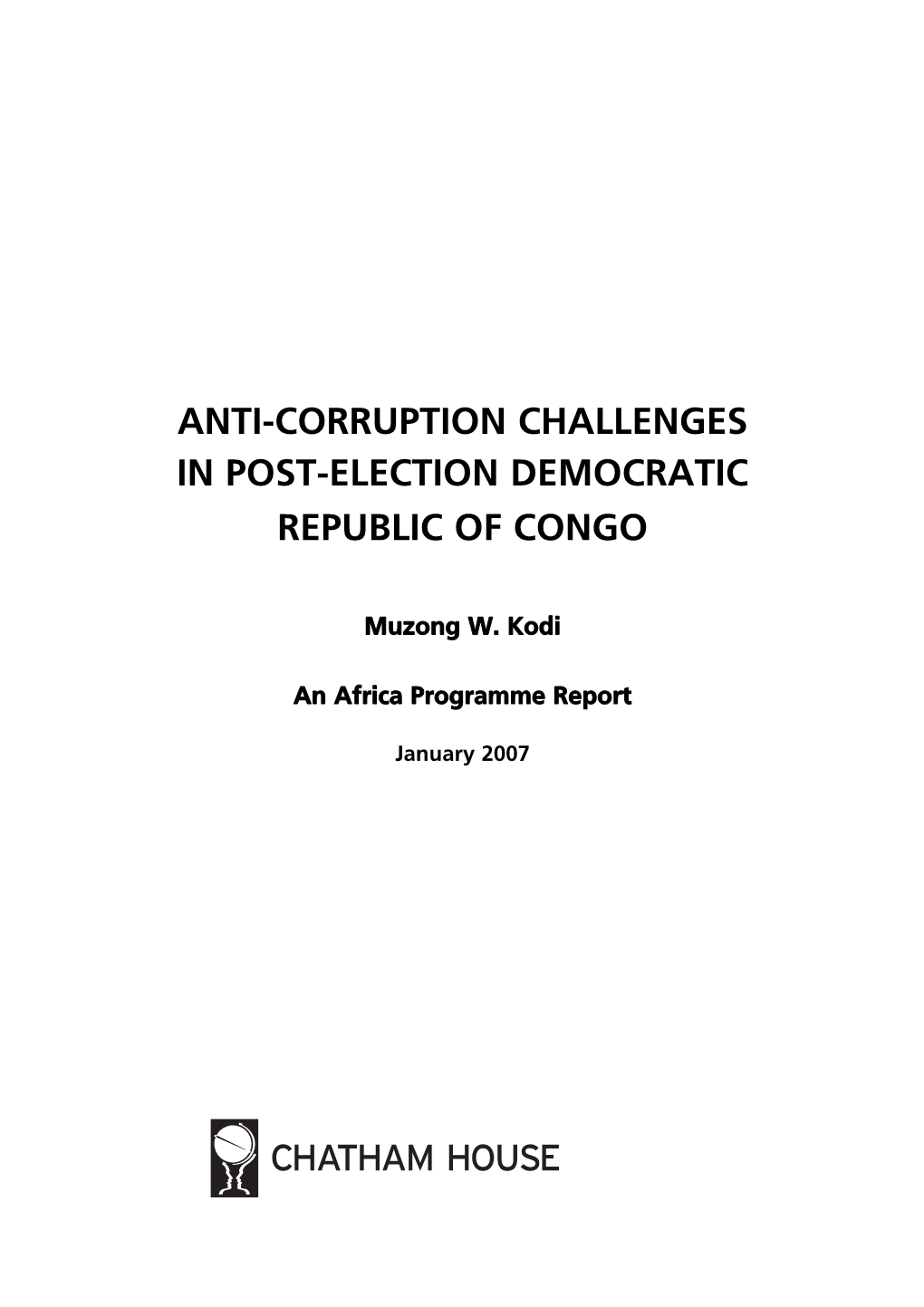 Anti-Corruption Challenges in Post-Election Democratic Republic of Congo