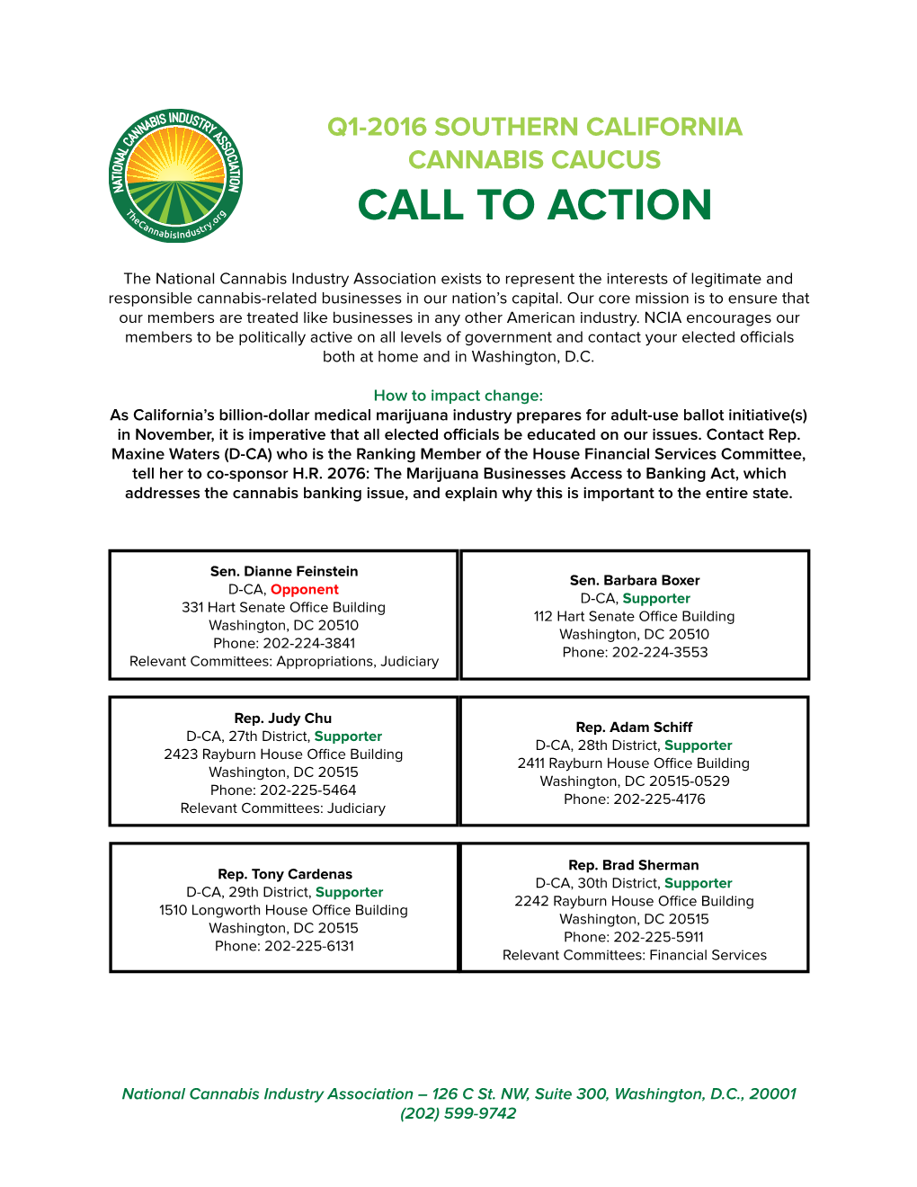 Q1-2016 Southern California Cannabis Caucus Call to Action