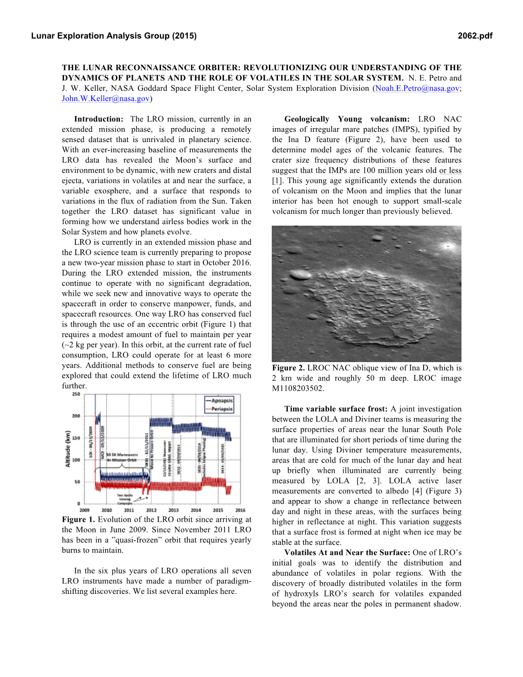 The Lunar Reconnaissance Orbiter: Revolutionizing Our Understanding of the Dynamics of Planets and the Role of Volatiles in the Solar System