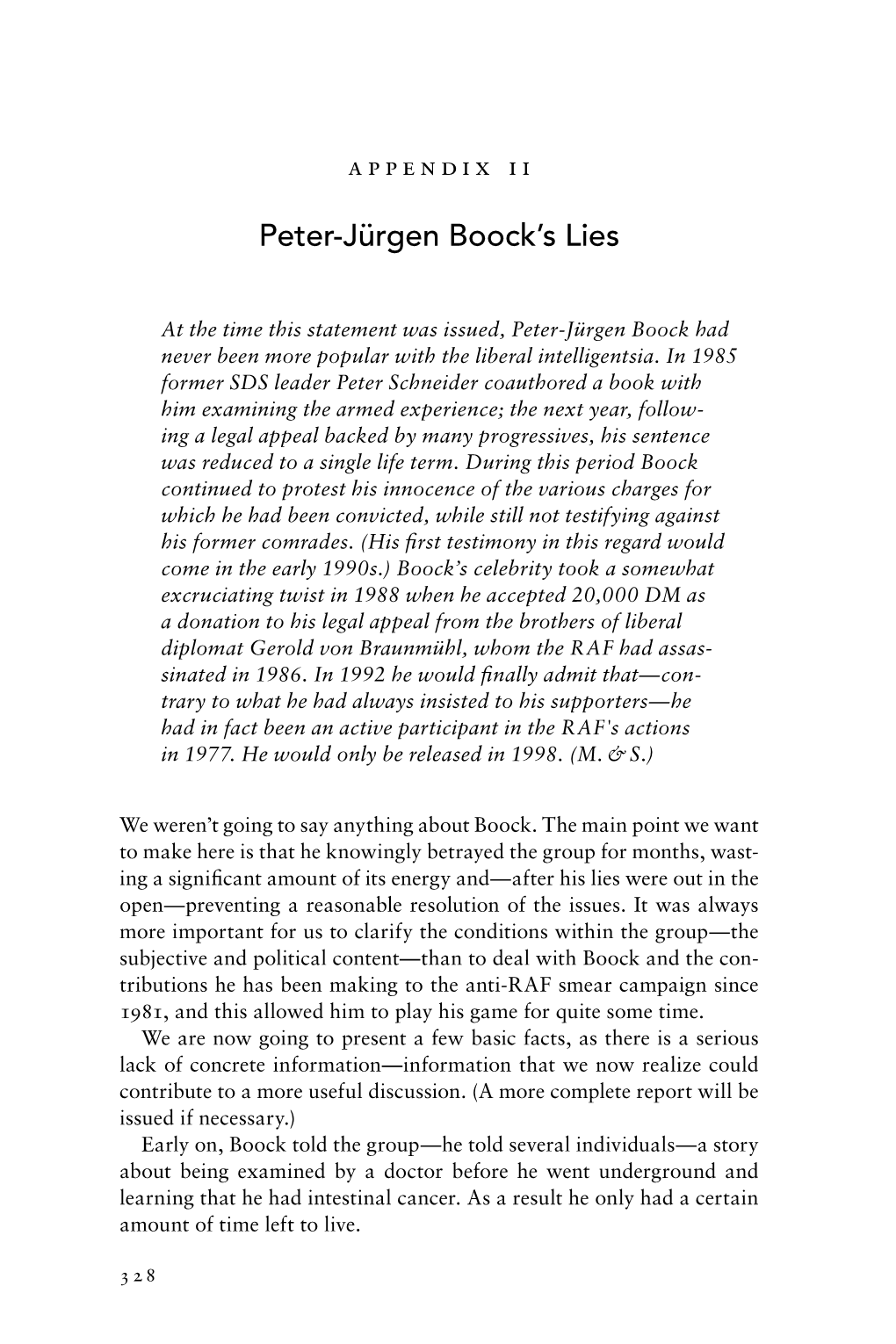 Peter-Jürgen Boock's Lies