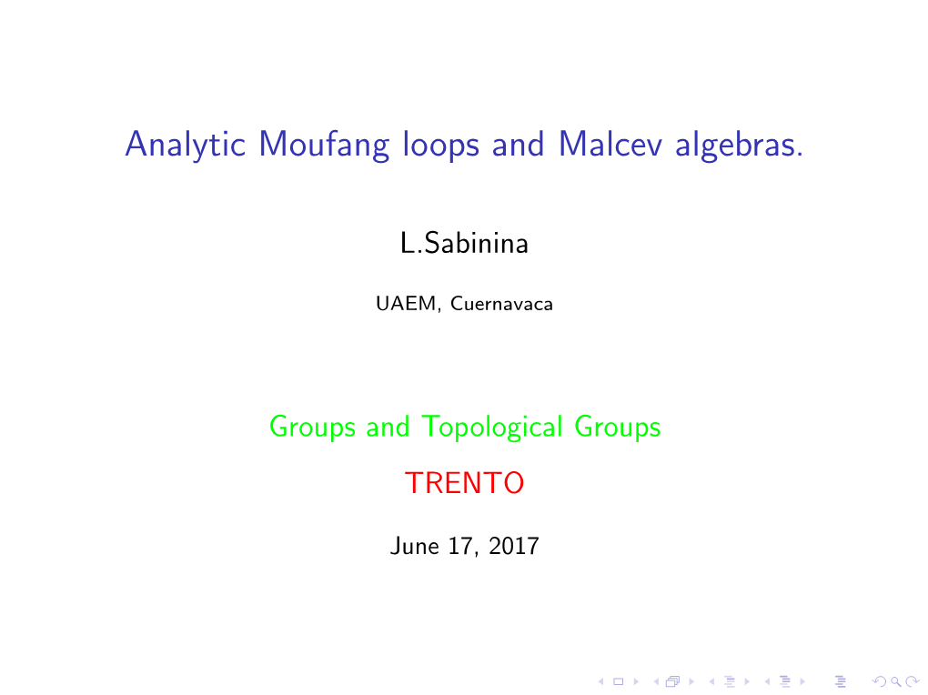 Analytic Moufang Loops and Malcev Algebras