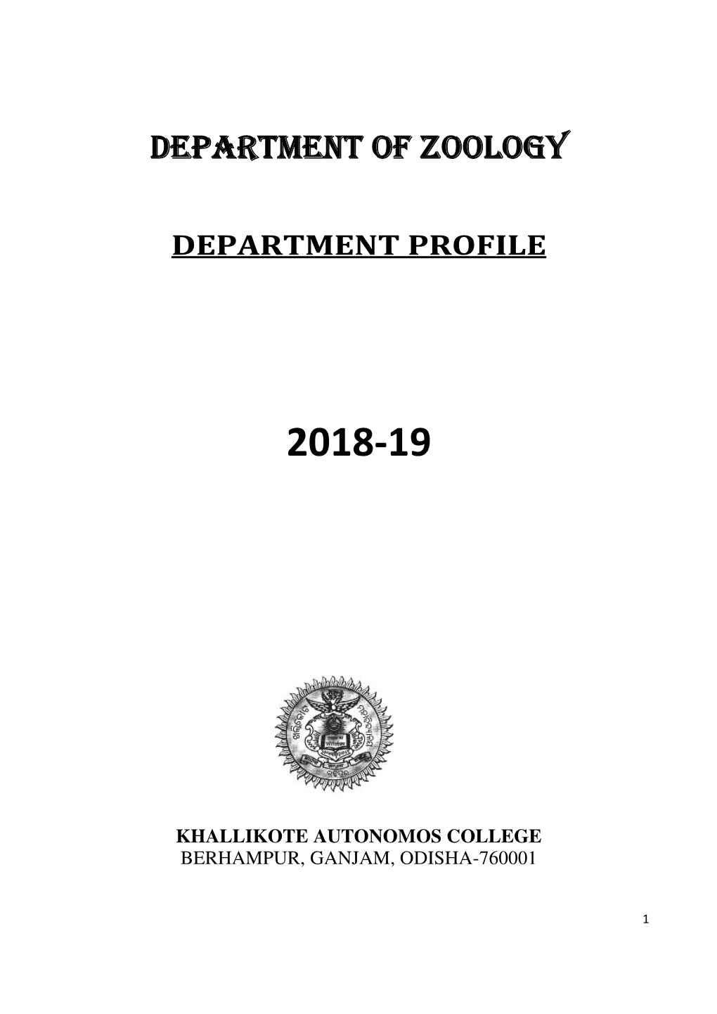 Profile of Zoology Department