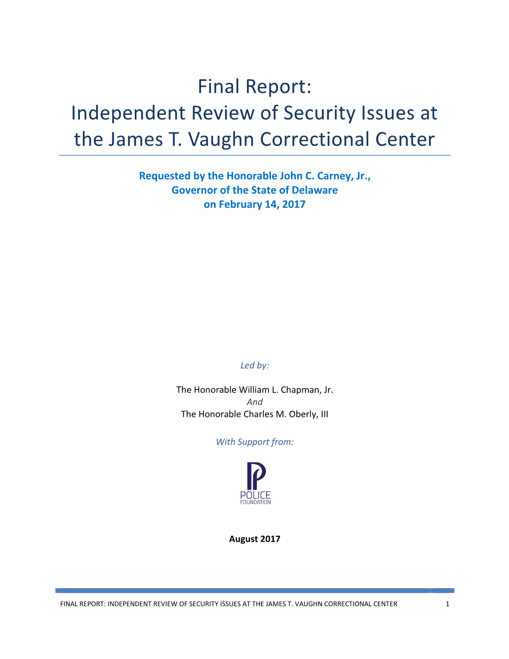 Final Report: Independent Review of Security Issues at the James T