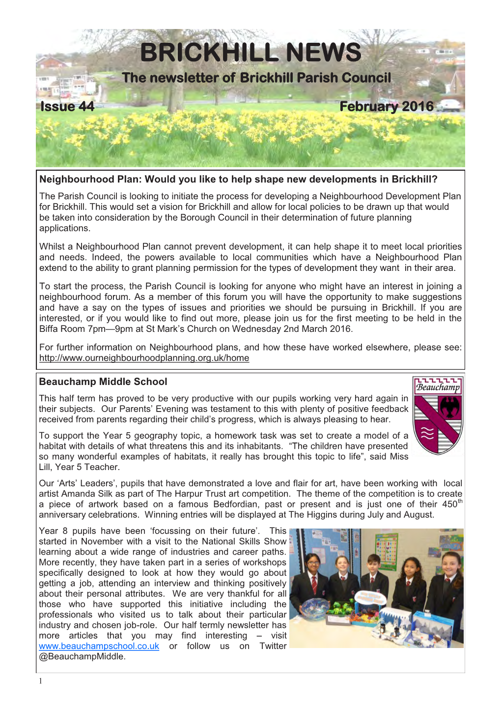 BRICKHILL NEWS the Newsletter of Brickhill Parish Council