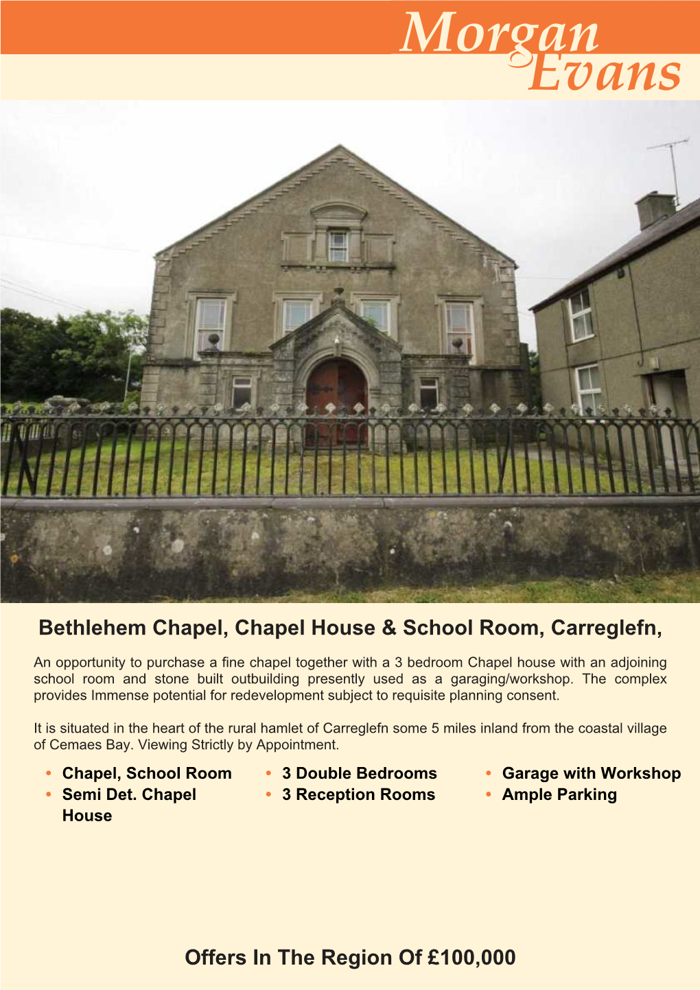 Bethlehem Chapel, Chapel House & School Room, Carreglefn, Offers In