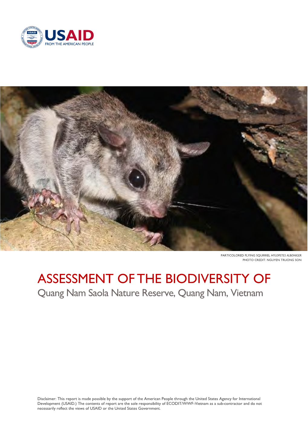 ASSESSMENT of the BIODIVERSITY of Quang Nam Saola Nature Reserve, Quang Nam, Vietnam