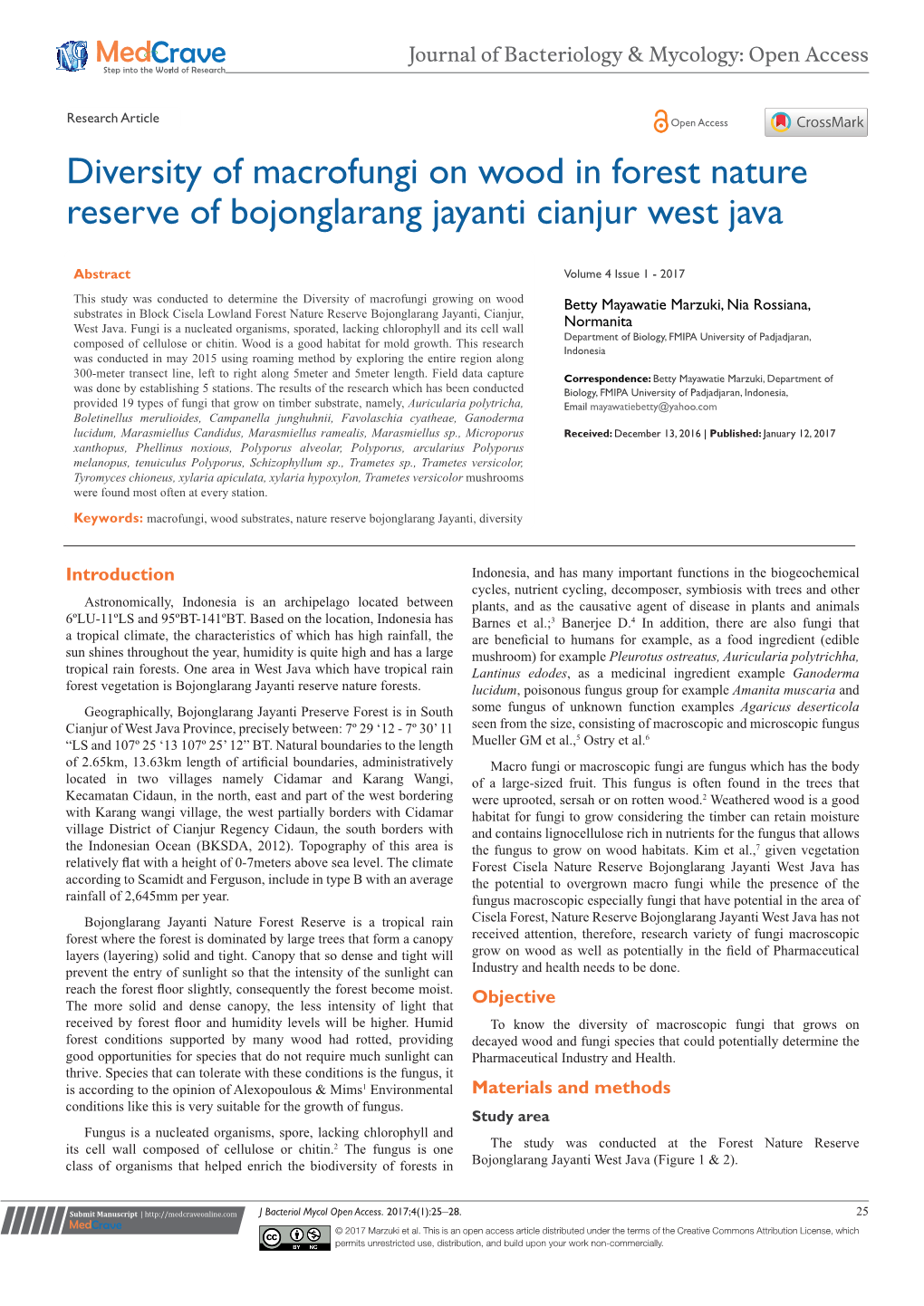 Diversity of Macrofungi on Wood in Forest Nature Reserve of Bojonglarang Jayanti Cianjur West Java