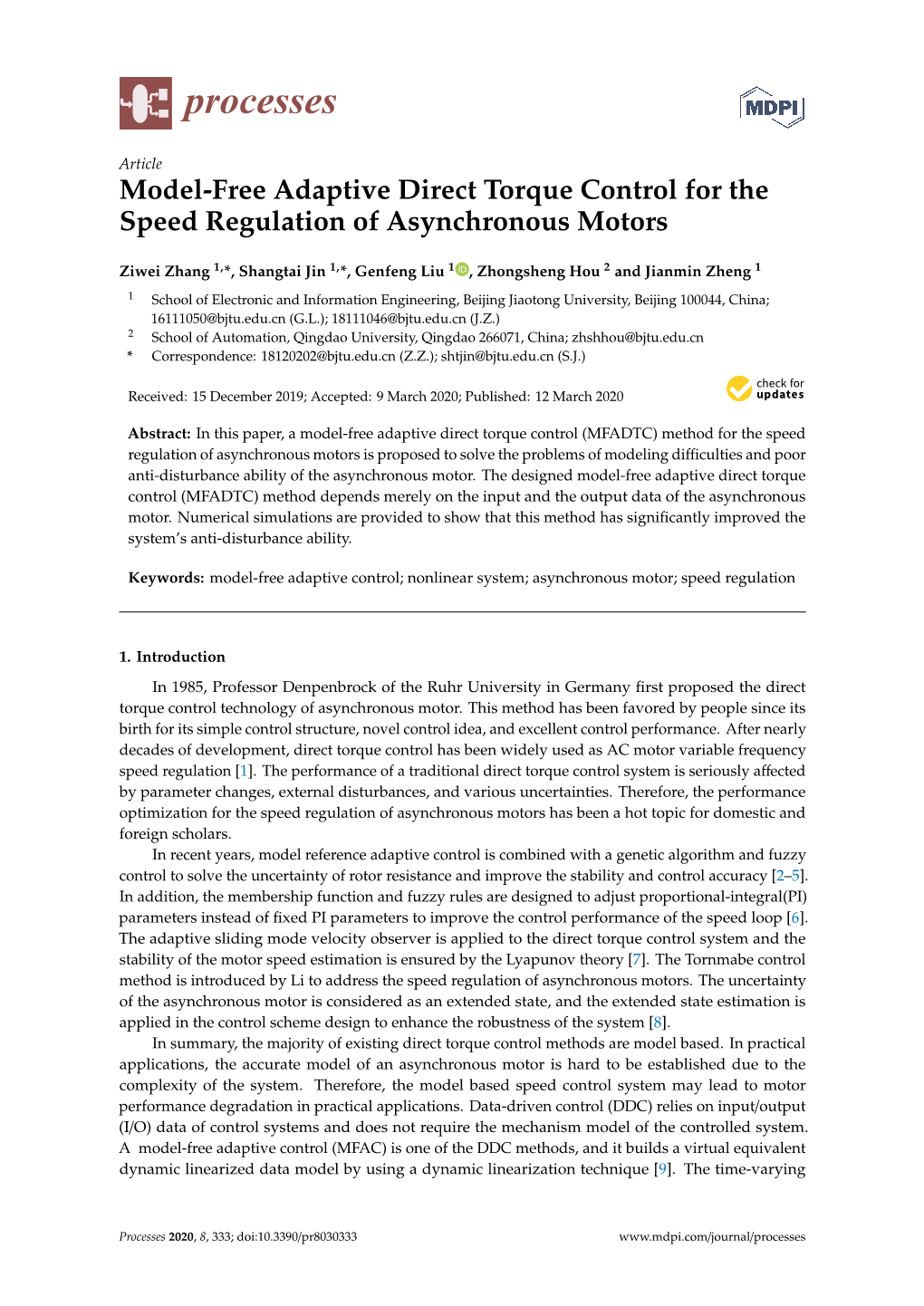 Model-Free Adaptive Direct Torque Control for the Speed Regulation of Asynchronous Motors