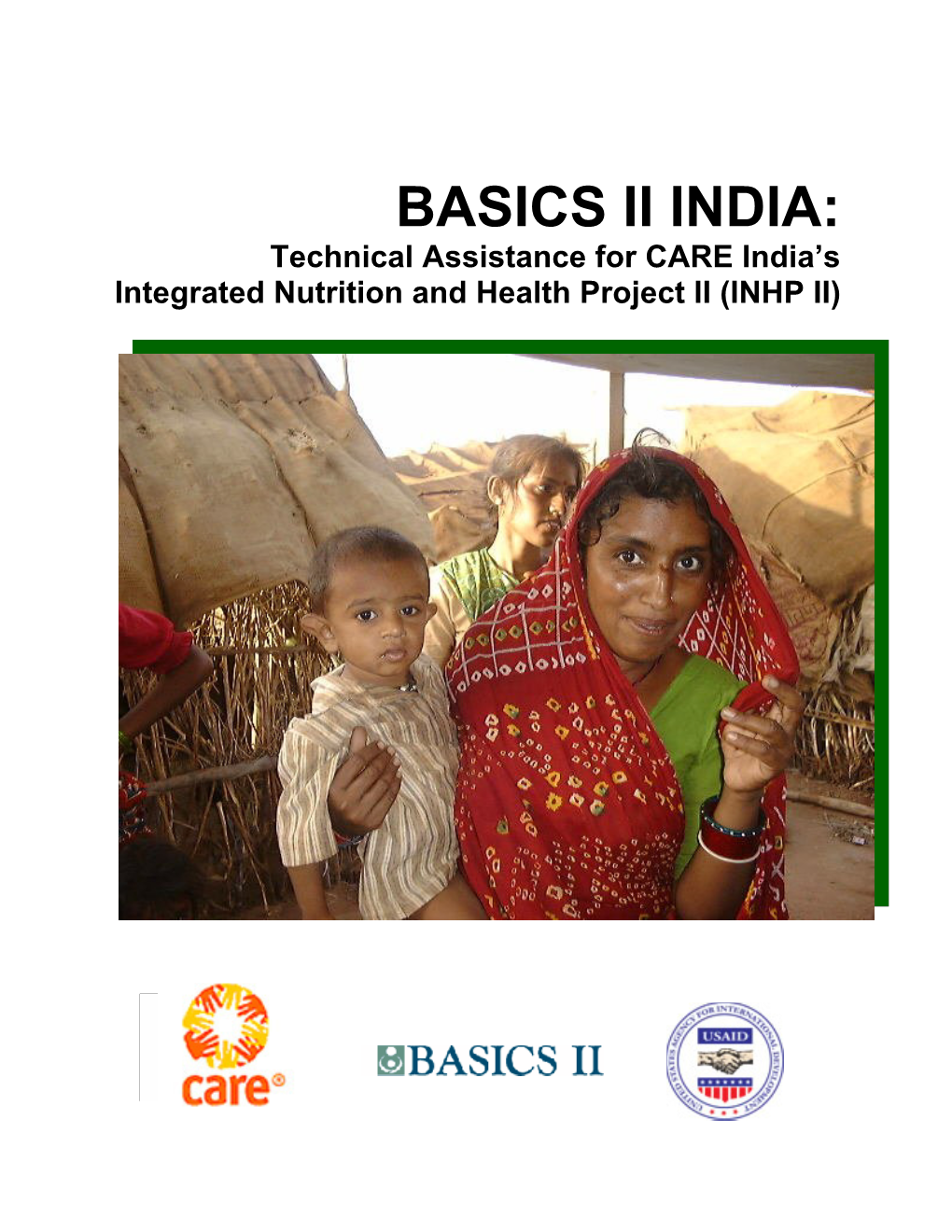 BASICS II INDIA: Technical Assistance for CARE India’S Integrated Nutrition and Health Project II (INHP II)