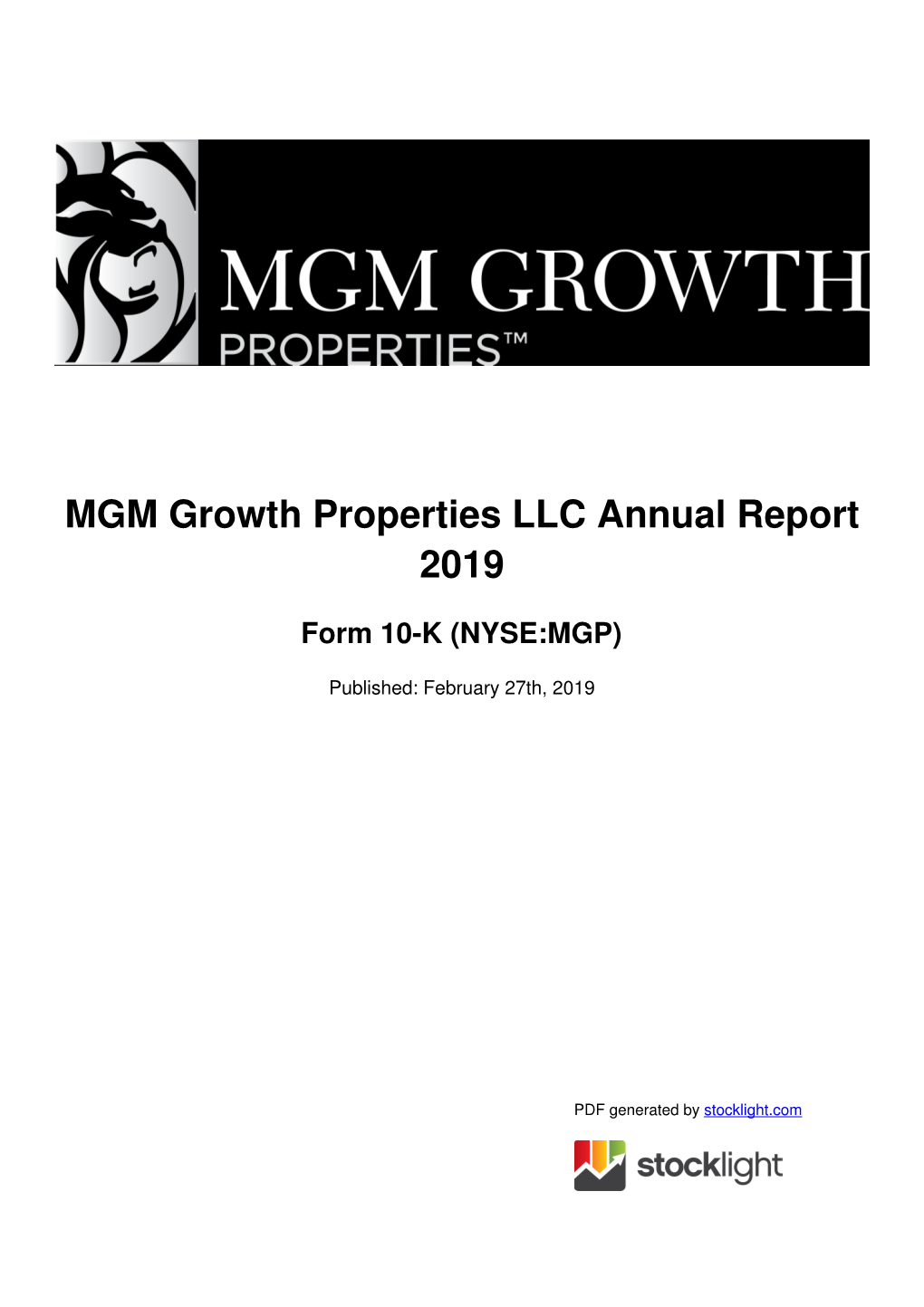 MGM Growth Properties LLC Annual Report 2019