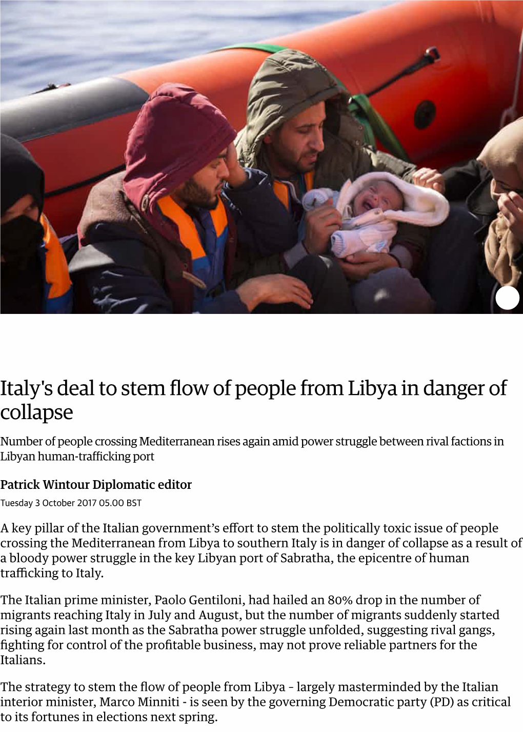 Italy's Deal to Stem Flow of People from Libya in Danger of Collapse