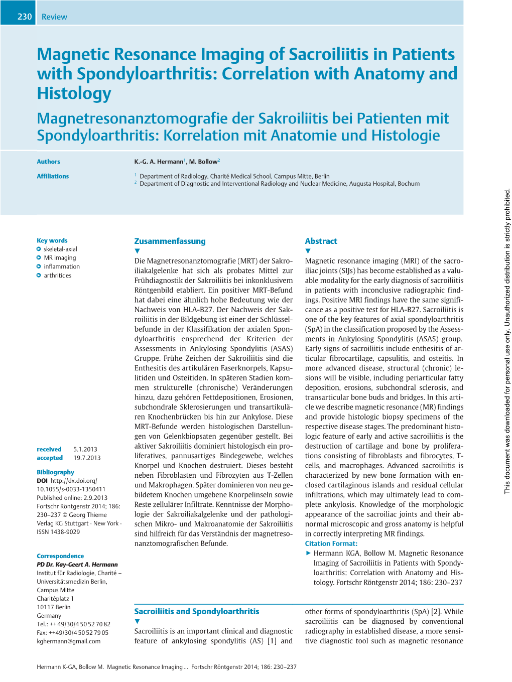 Magnetic Resonance Imaging of Sacroiliitis in Patients With